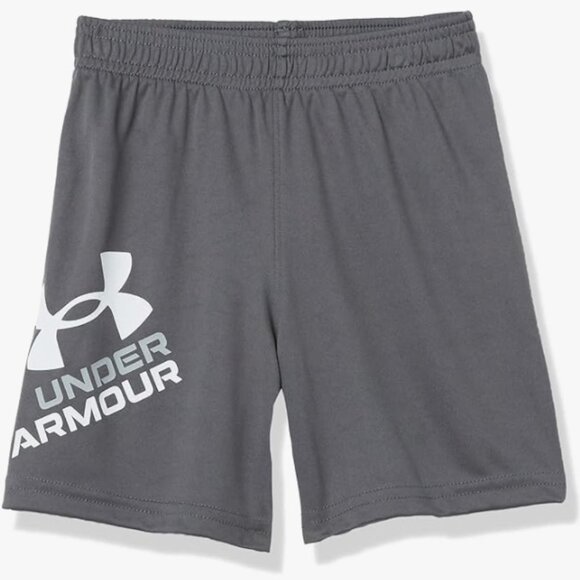 Boys Size 5 Under Armour Kids Prototype Logo Shorts, Gray, Like New - Picture 1 of 4